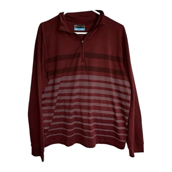 PGA Tour Dark Red Stripped 1/4 Zip Men's Pullover, Small, Pre-owned - Picture 3 of 7